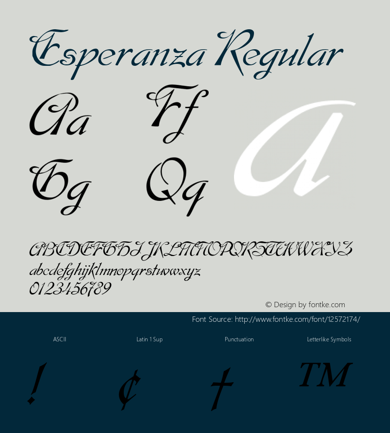 Esperanza Regular Version 001.001 Font Sample