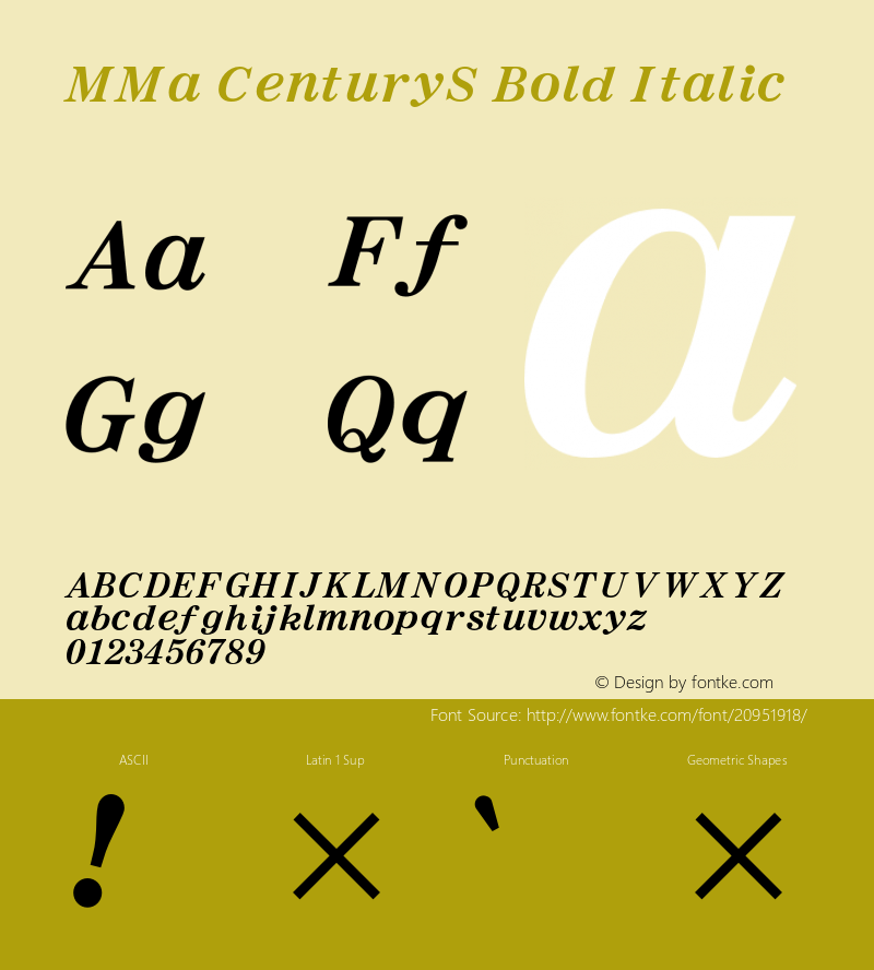 MMaCenturyS-BoldItalic Version 3.100;PS 001.000;hotconv 1.0.38;makeotf.lib1.6.5960 Font Sample