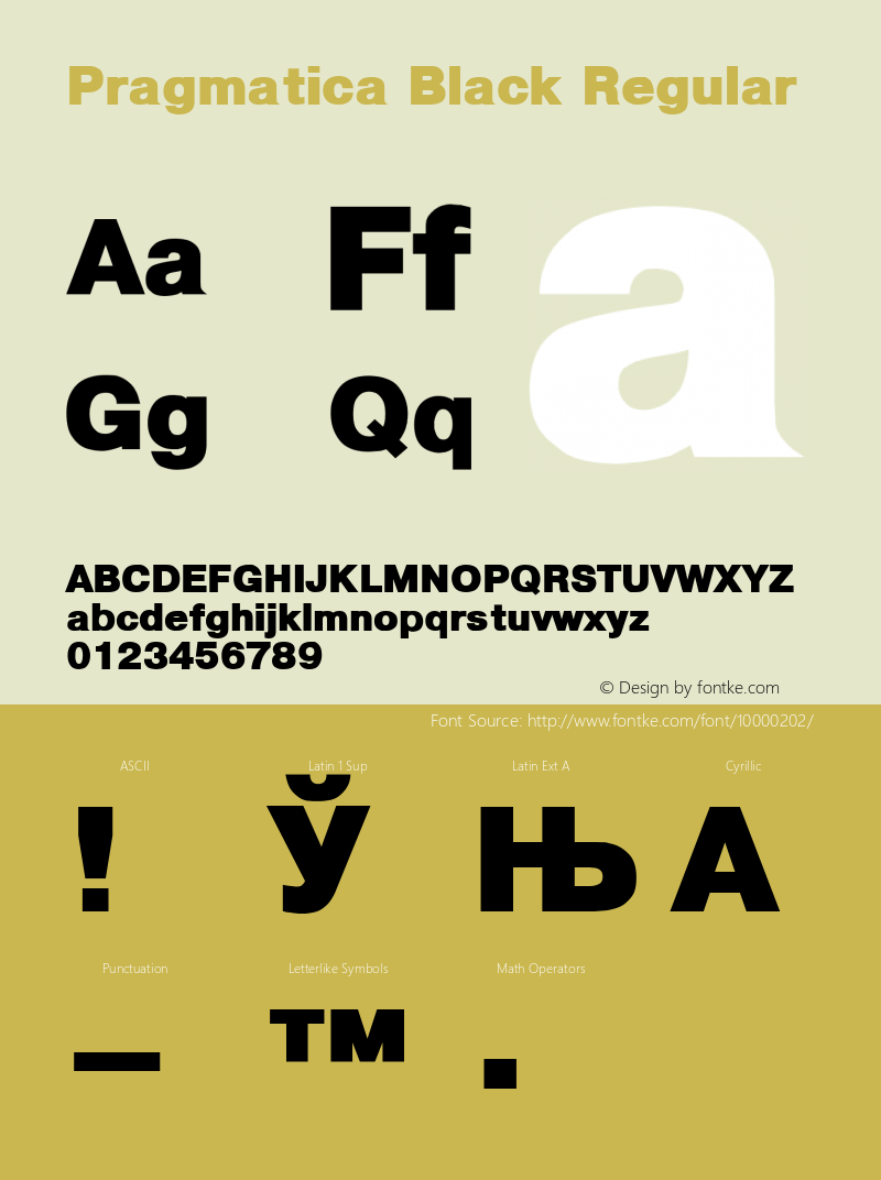 Pragmatica Black Regular Converted from t:\PRB_____.BF1 by ALLTYPE Font Sample