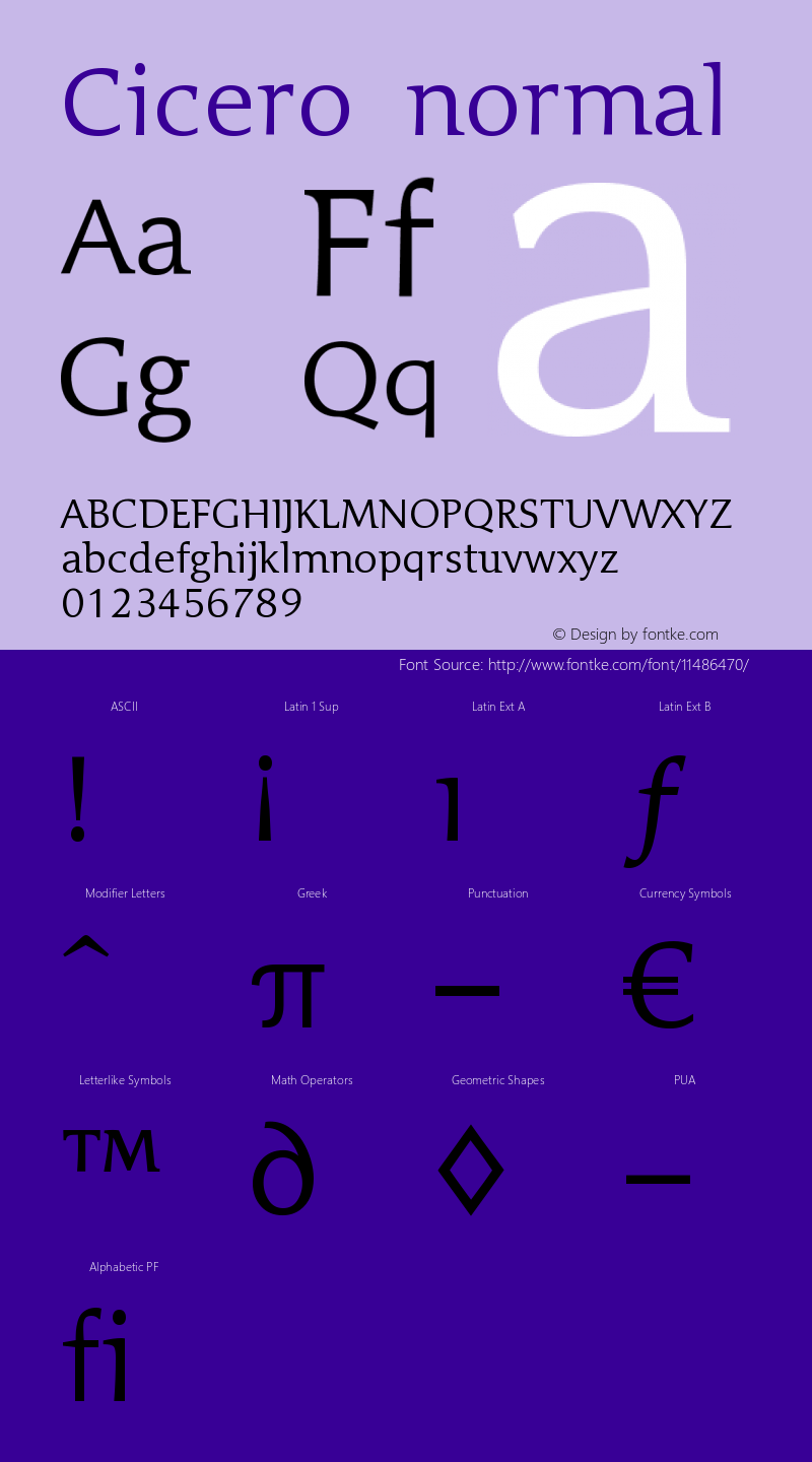 Cicero normal Version 001.001 Font Sample