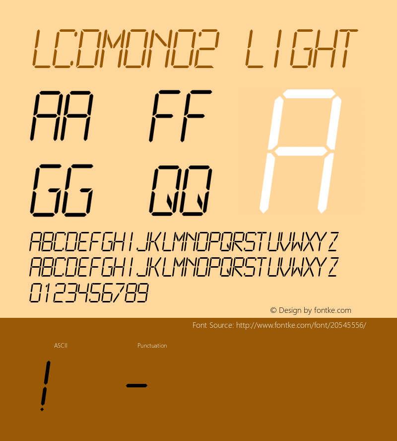 LCDMono2 Light Altsys Fontographer 4.0.4 1999/10/30 Font Sample