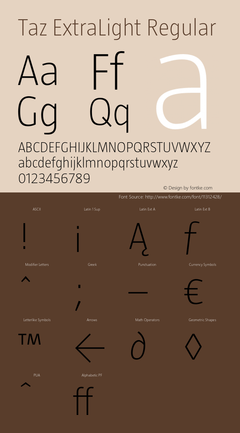 Taz ExtraLight Regular OTF 3.001;PS 003.000;Core 1.0.34 Font Sample