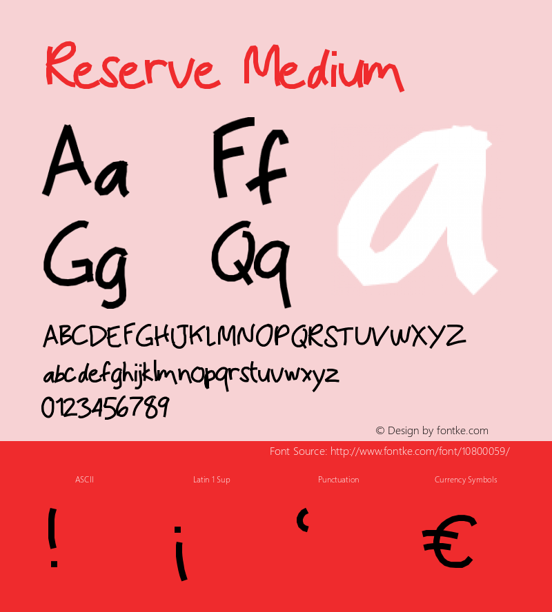 Reserve Medium Version 001.000 Font Sample
