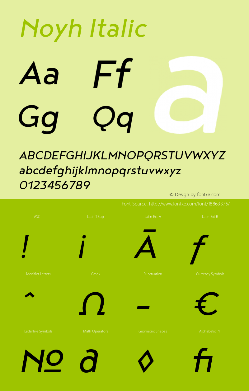Noyh Italic Version 1.000 Font Sample