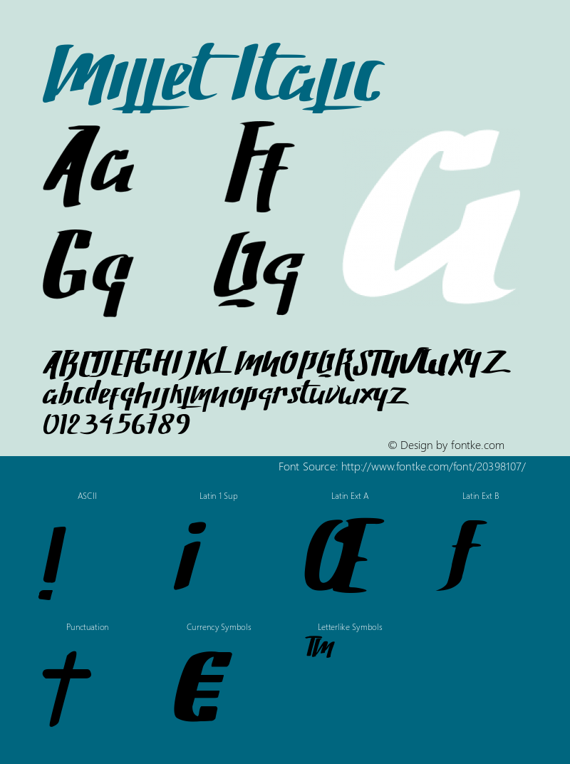 Millet-Italic Version 1.000 Font Sample