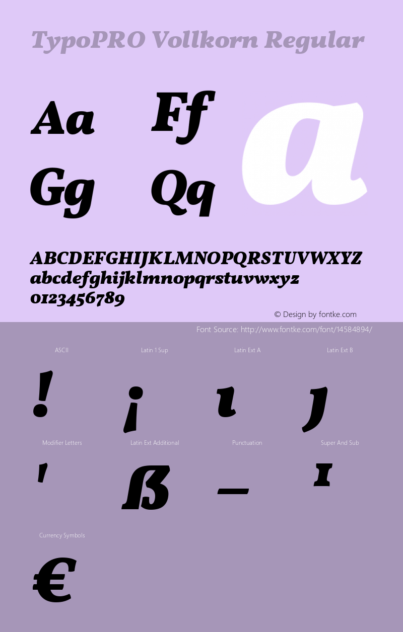 TypoPRO Vollkorn Regular Version 2.001 Font Sample