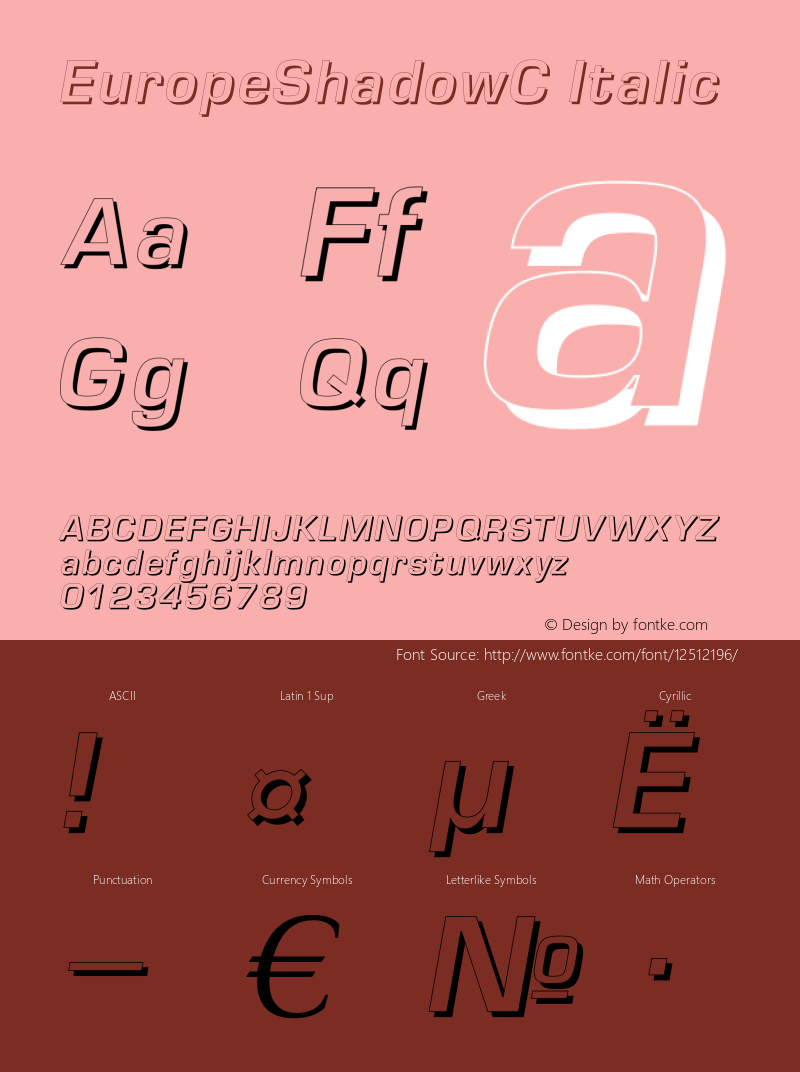 EuropeShadowC Italic OTF 1.0;PS 004.001;Core 116;AOCW 1.0 161 Font Sample