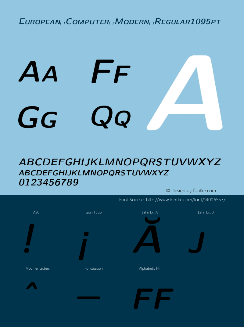 European Computer Modern Regular1095pt Version 001.001 Font Sample