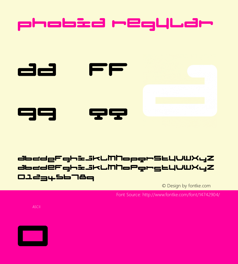 Phobia Regular Version 2.100 Font Sample