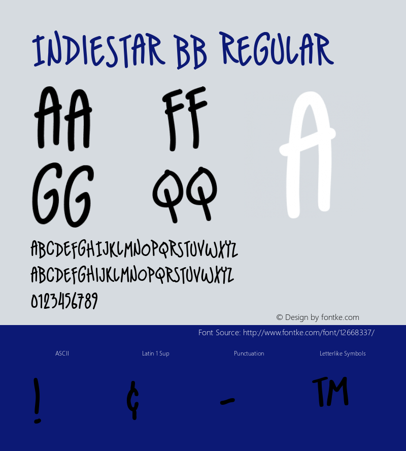 IndieStar BB Regular Version 1.000 Font Sample