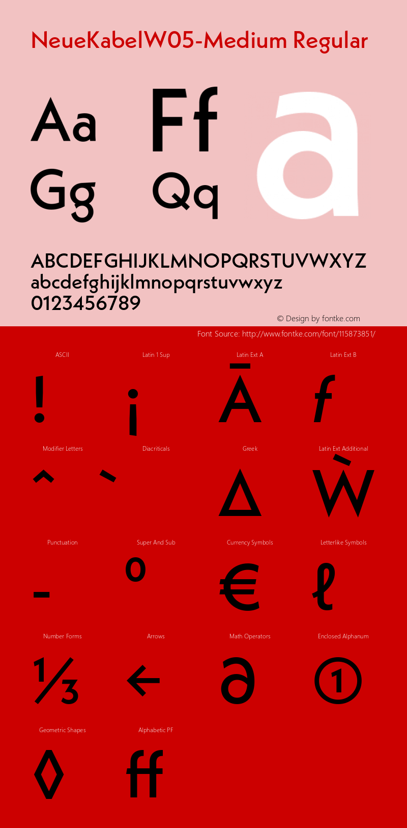 Neue Kabel W05 Medium Version 1.00 Font Sample