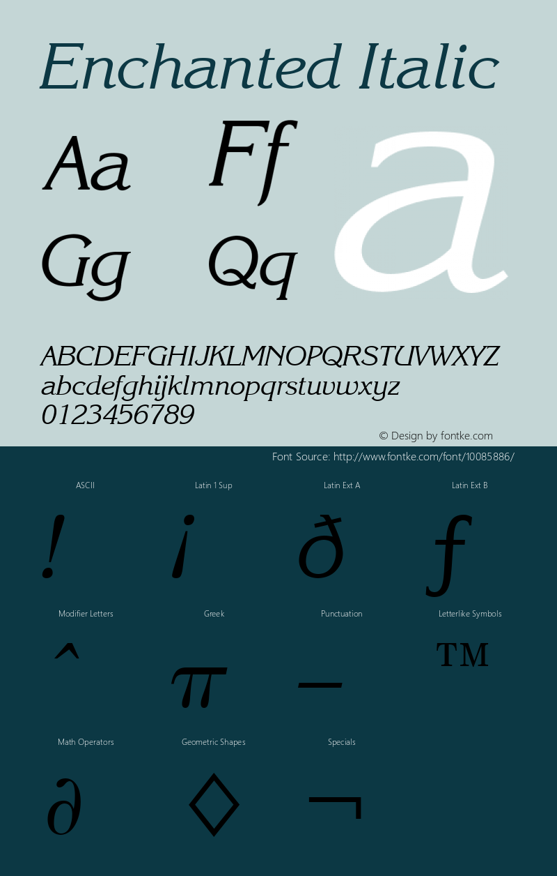 Enchanted Italic Font Version 2.6; Converter Version 1.10 Font Sample