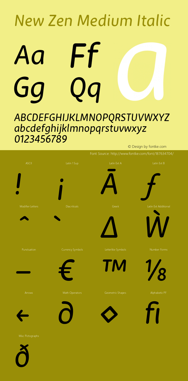 New Zen Medium Italic Version 2.001图片样张