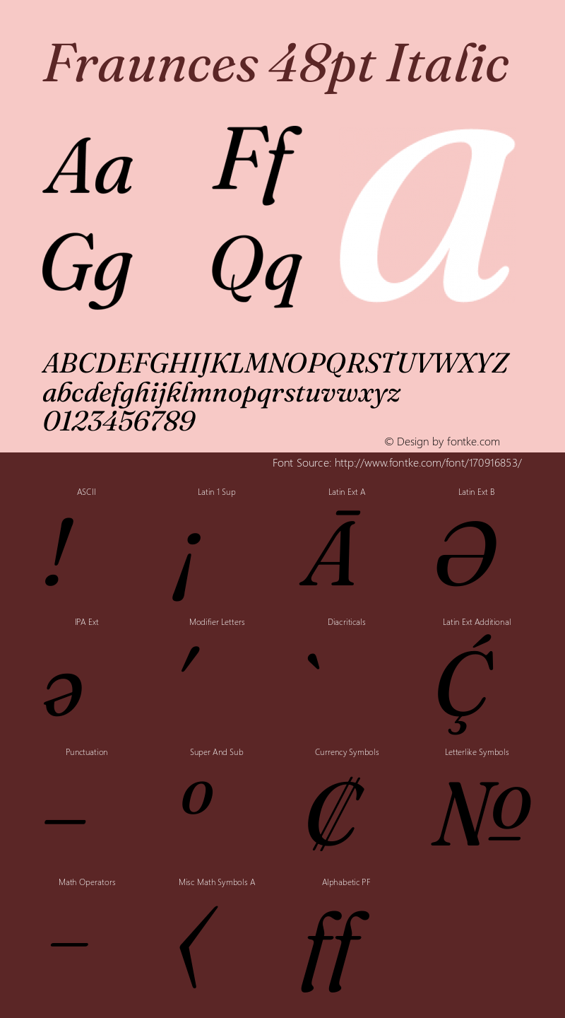 Fraunces 48pt Italic Version 1.000;[b76b70a41]图片样张