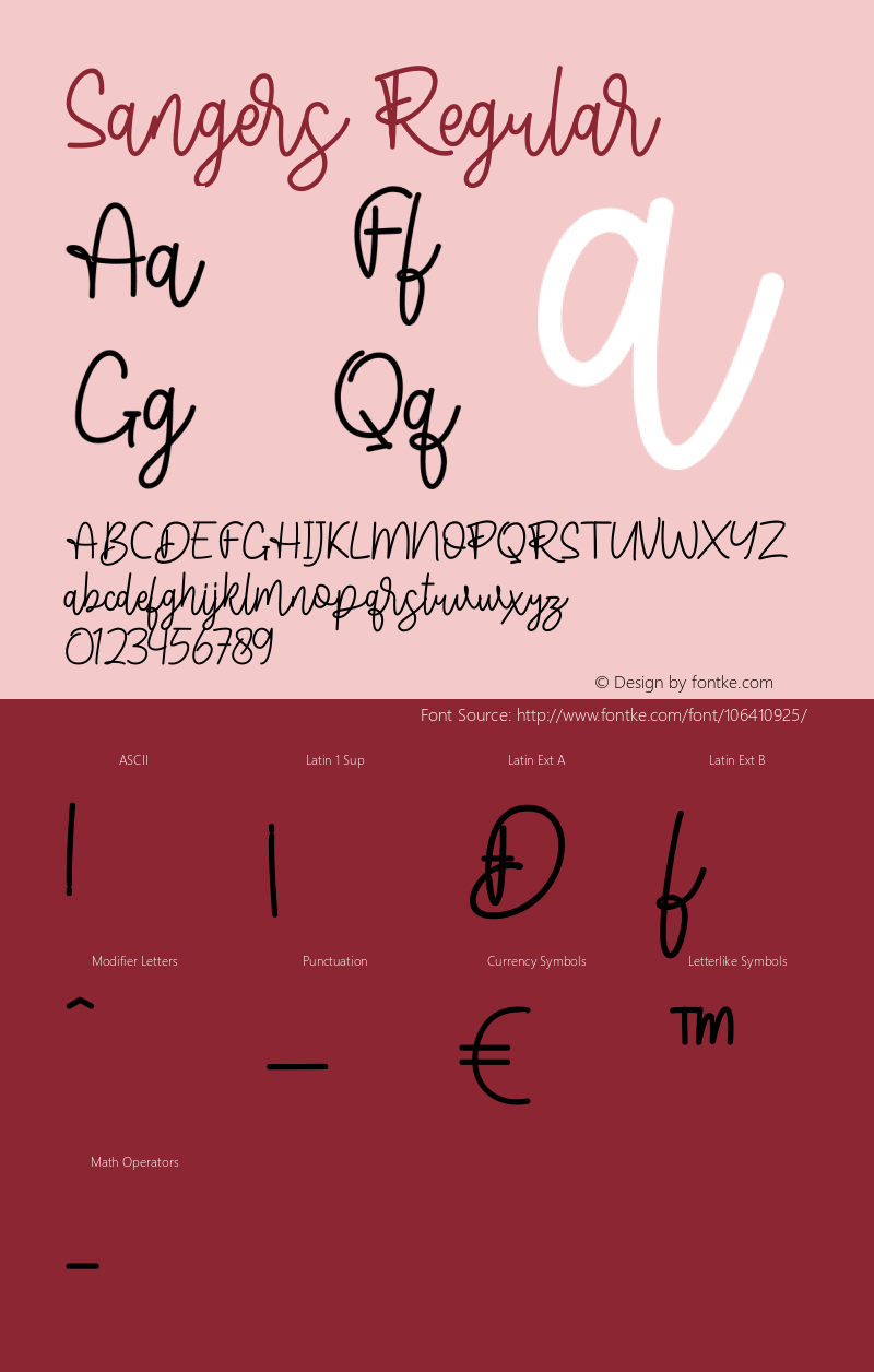 Sangers Version 1.00;February 2, 2021;FontCreator 11.5.0.2422 64-bit Font Sample