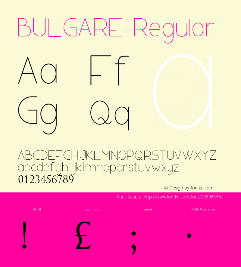 BULGARE Version 1.00;December 18, 2018;FontCreator 11.5.0.2430 64-bit Font Sample