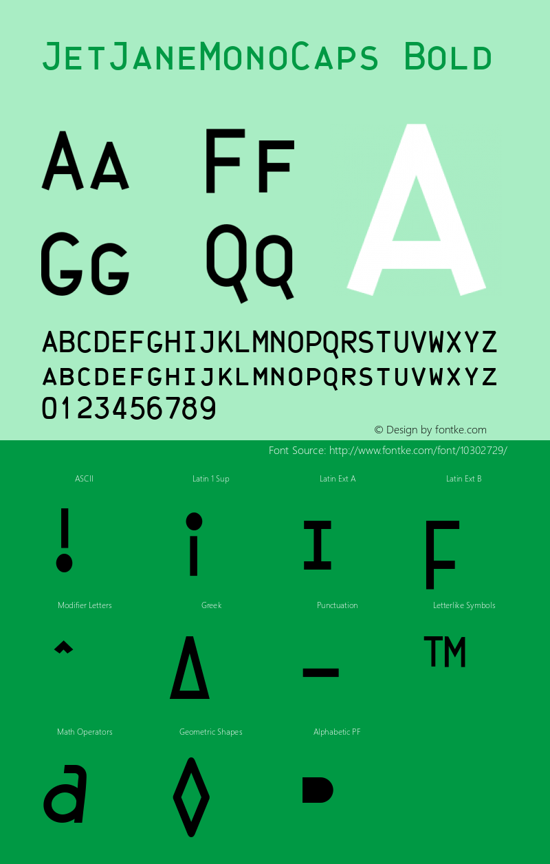 JetJaneMonoCaps Bold 001.000 Font Sample