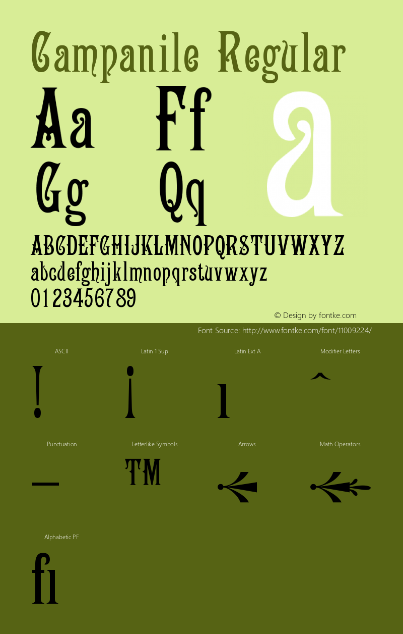 Campanile Regular Version 001.056 Font Sample