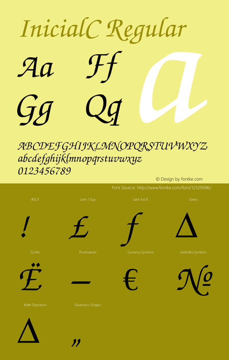 InicialC Regular OTF 1.0;PS 001.000;Core 116;AOCW 1.0 161 Font Sample