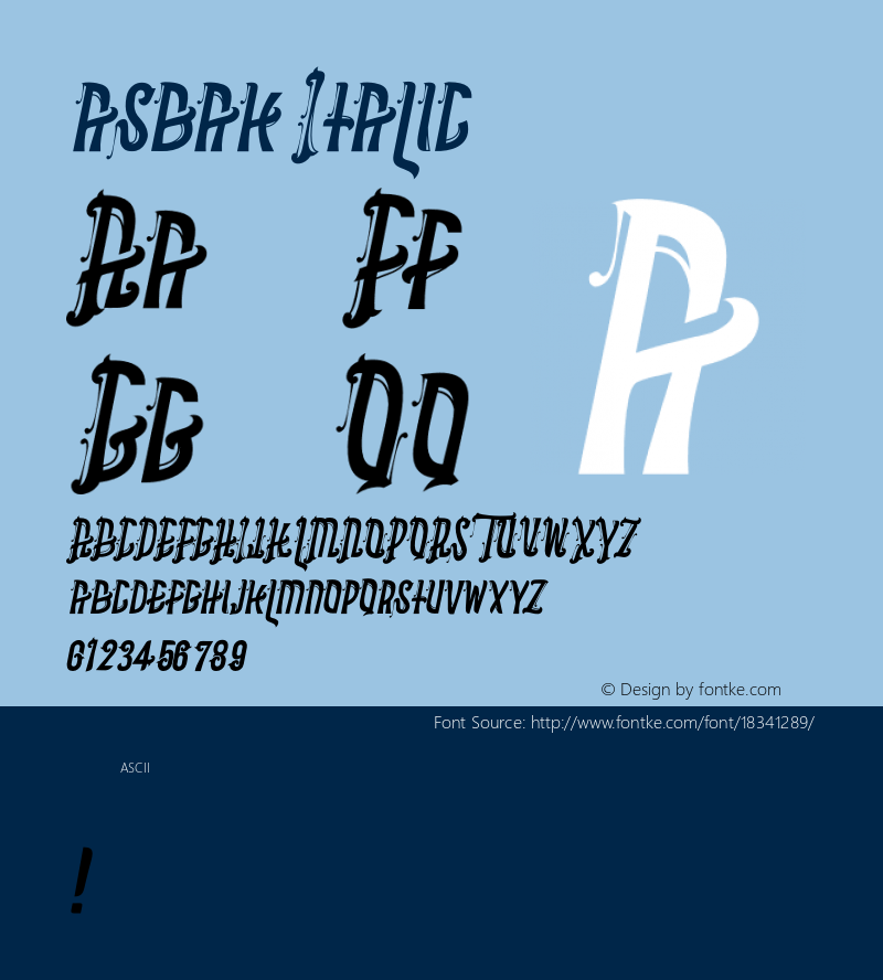 asbak Italic Version 1.000;PS 001.001;hotconv 1.0.56 Font Sample