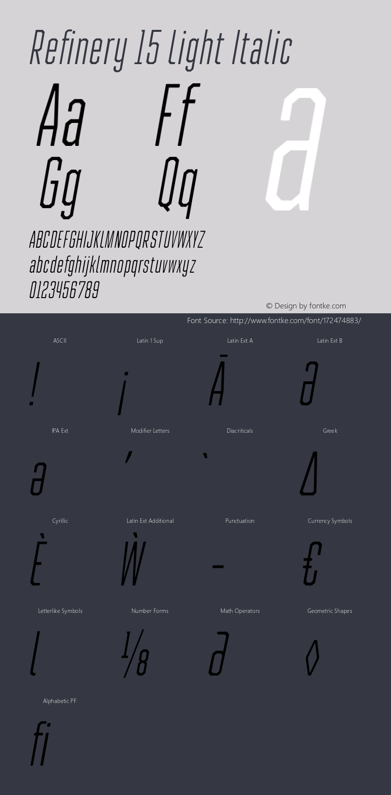 Refinery 15 Light Italic Version 1.000;hotconv 1.0.109;makeotfexe 2.5.65596图片样张