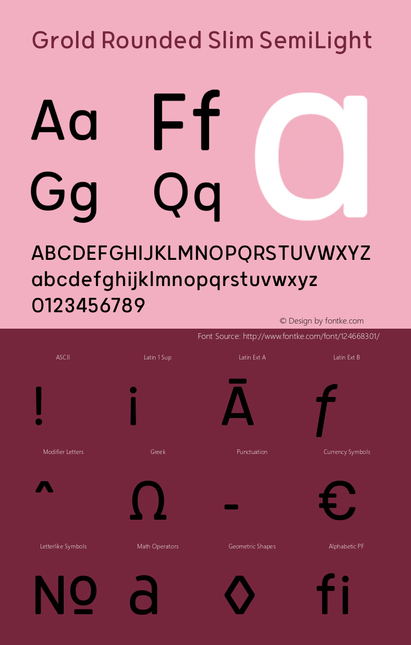 Grold Rounded Slim SemiLight 1.000 Font Sample