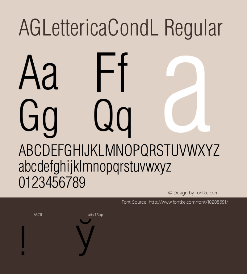 AGLettericaCondL Regular 001.000 Font Sample