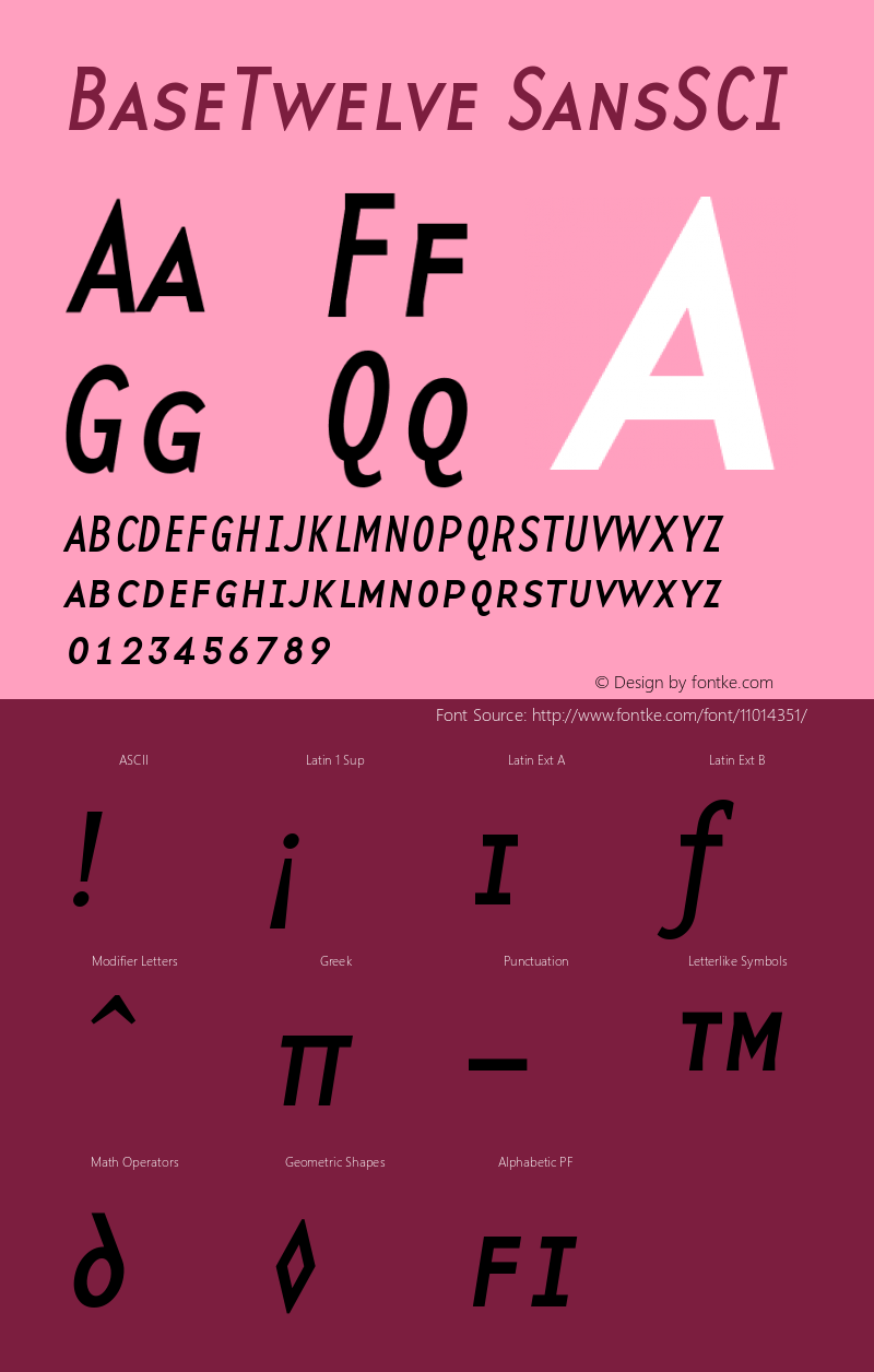 BaseTwelve SansSCI Version 001.000 Font Sample