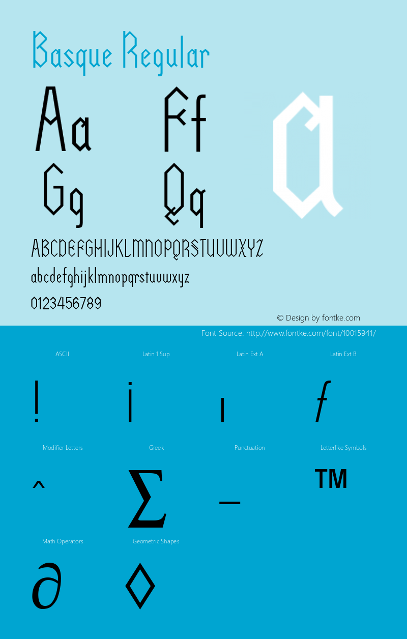 Basque Regular Version 1.0 Font Sample