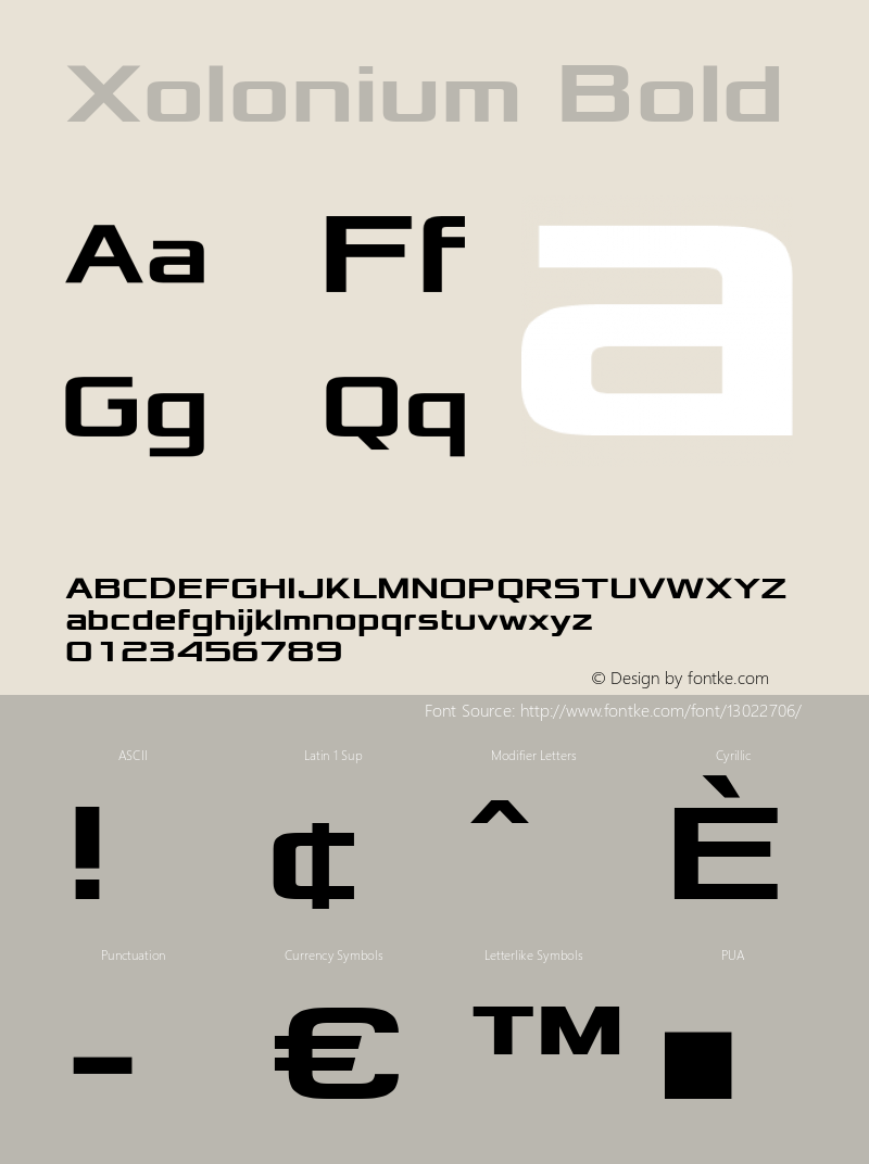 Xolonium Bold Version 2.0 Font Sample