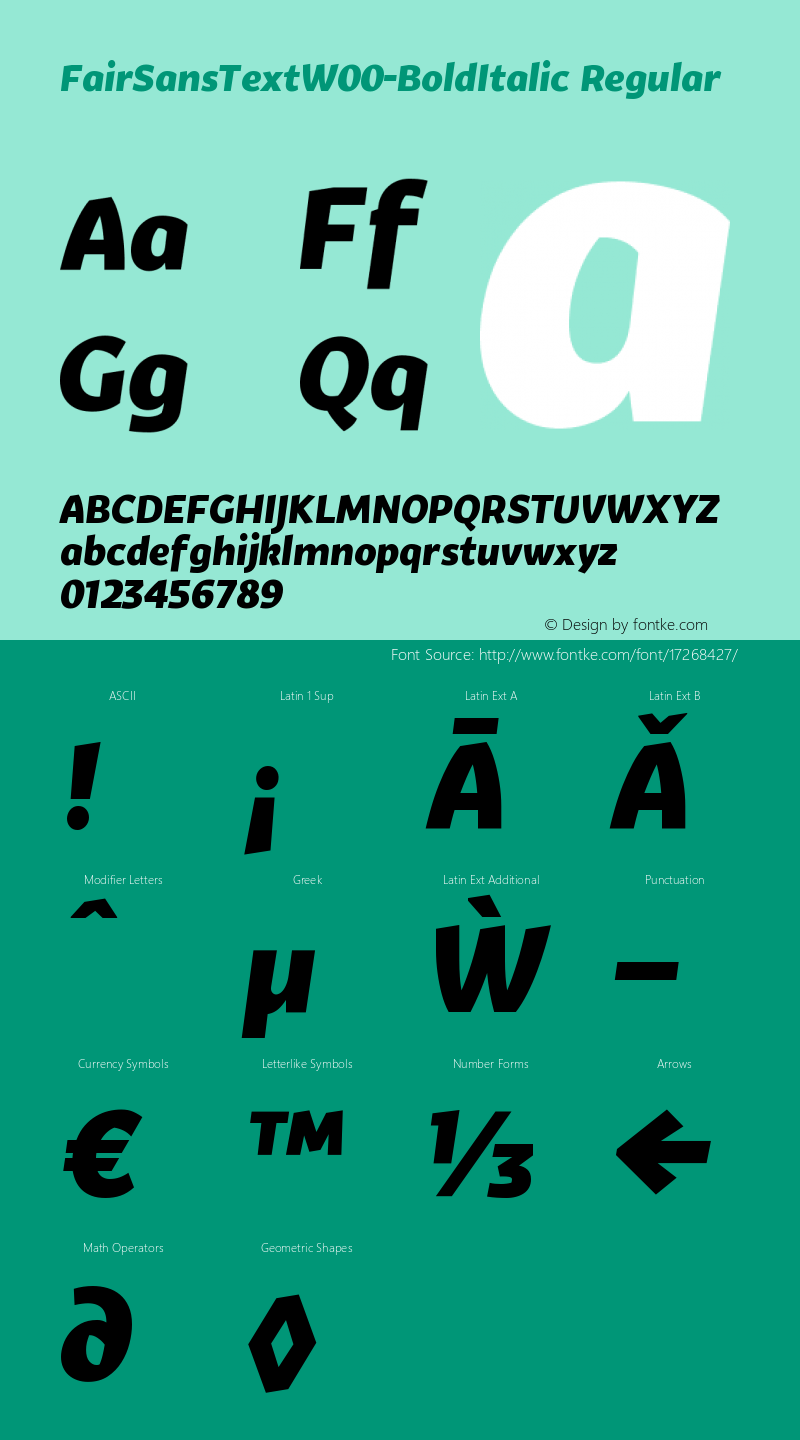 FairSansTextW00-BoldItalic Regular Version 1.10 Font Sample