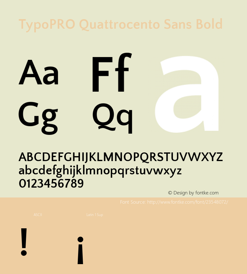 TypoPRO Quattrocento Sans Bold Version 2.000 Font Sample