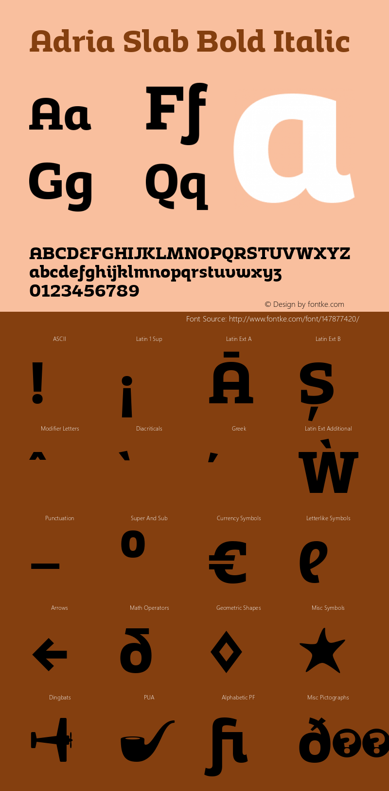 Adria Slab Bold UprightItalic Version 1.003;PS 001.003;hotconv 1.0.70;makeotf.lib2.5.58329 Font Sample