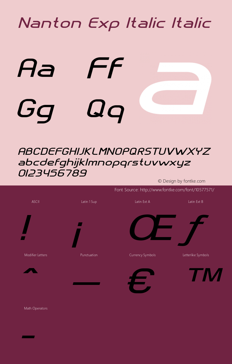 Nanton Exp Italic Italic Version 1.000 Font Sample