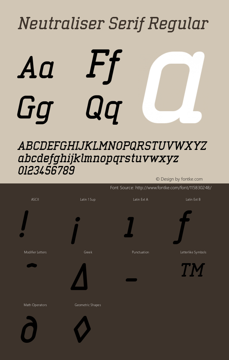 Neutraliser Serif W05 BoldIt Version 4.00 Font Sample