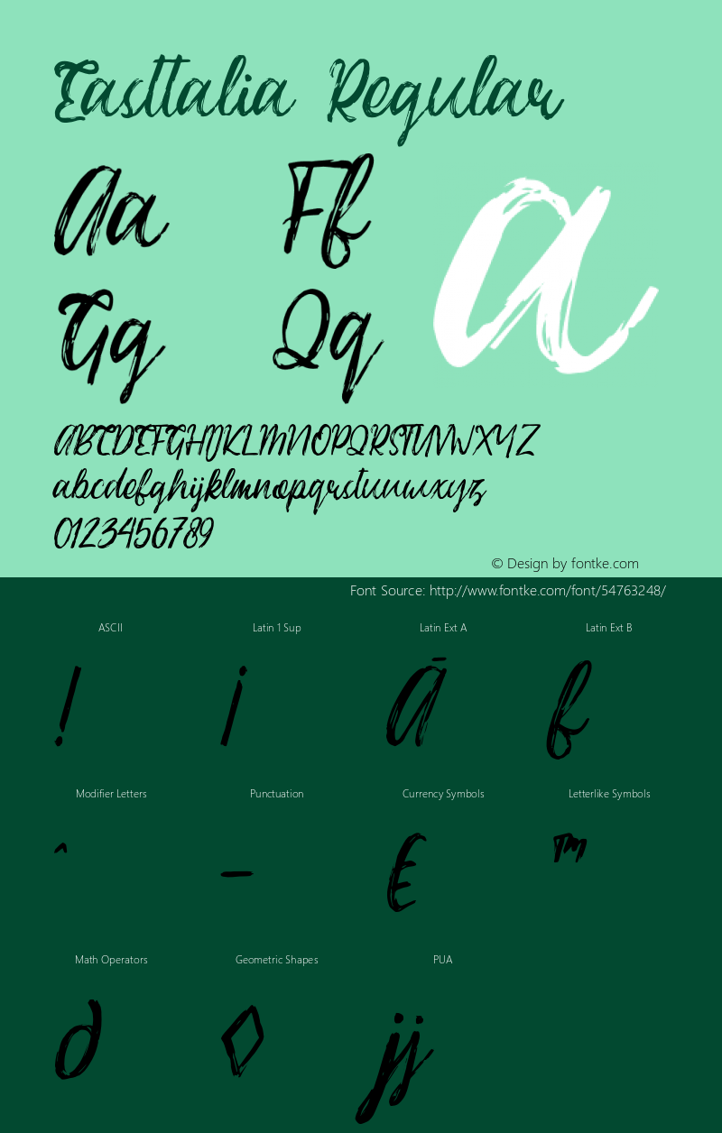 Easttalia 1.000 Font Sample