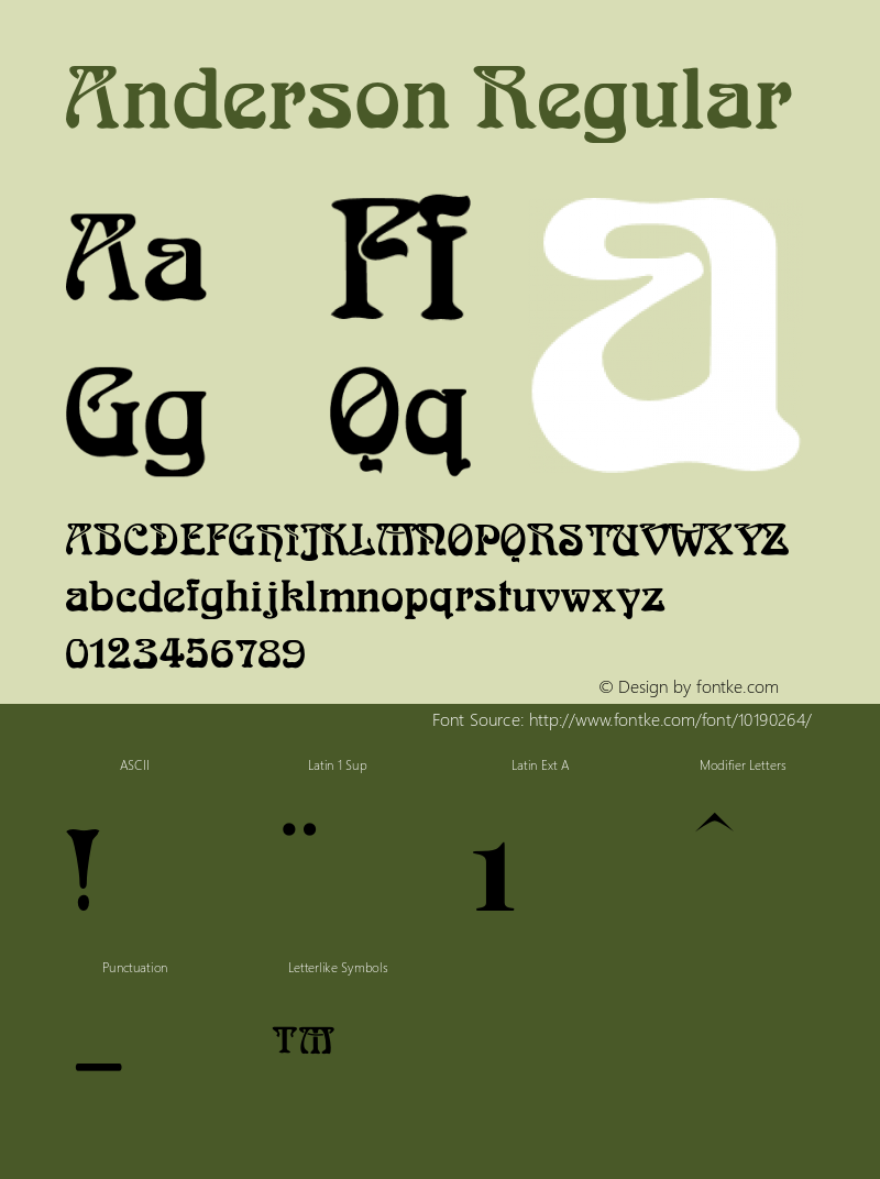 Anderson Regular 001.000 Font Sample