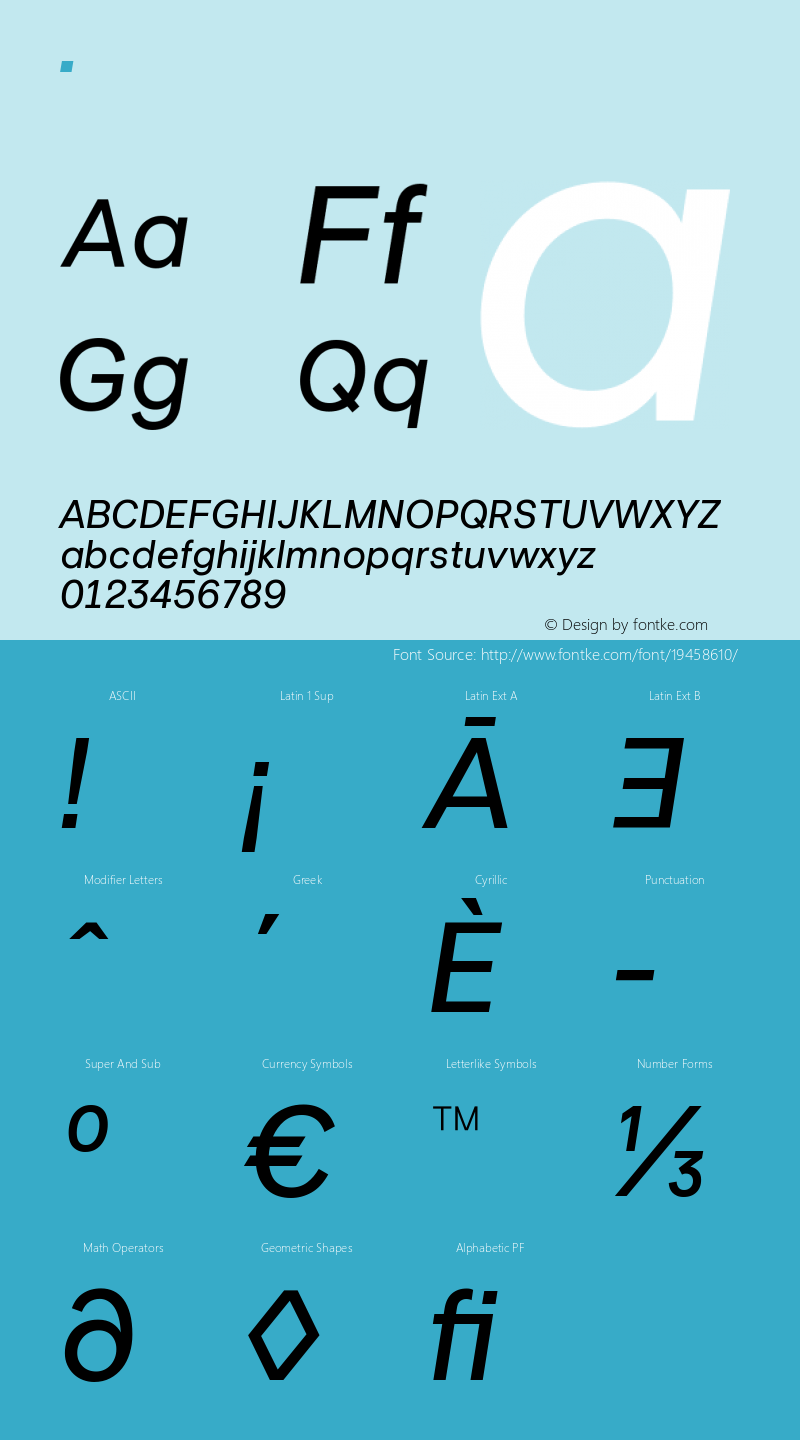 . Version 1.004 Build 006 Font Sample