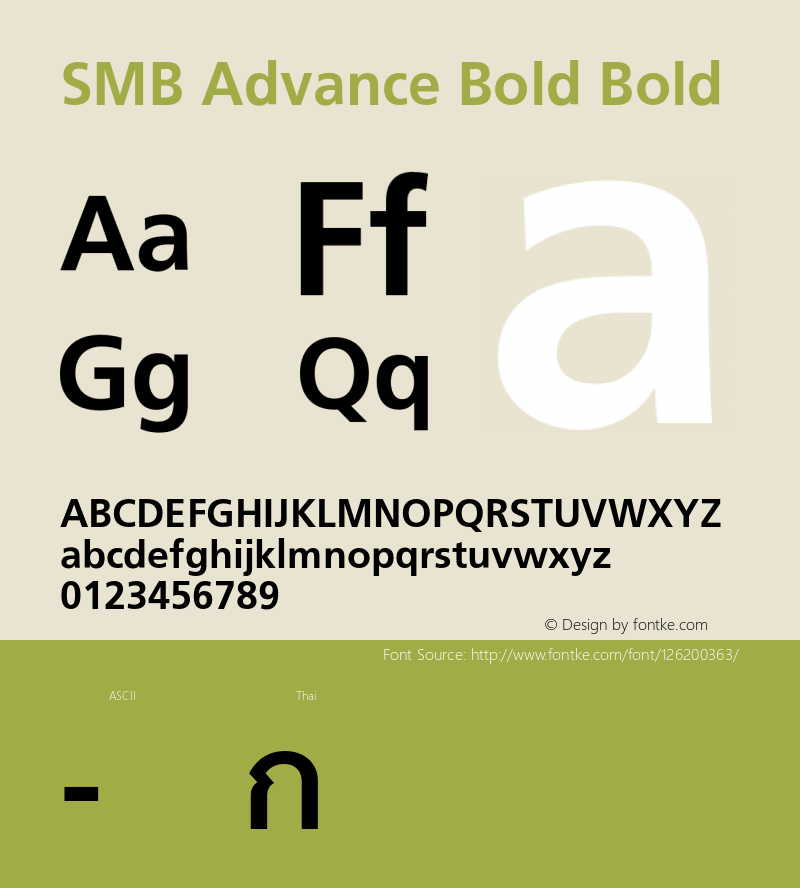 SMB Advance Bold Version Font Sample