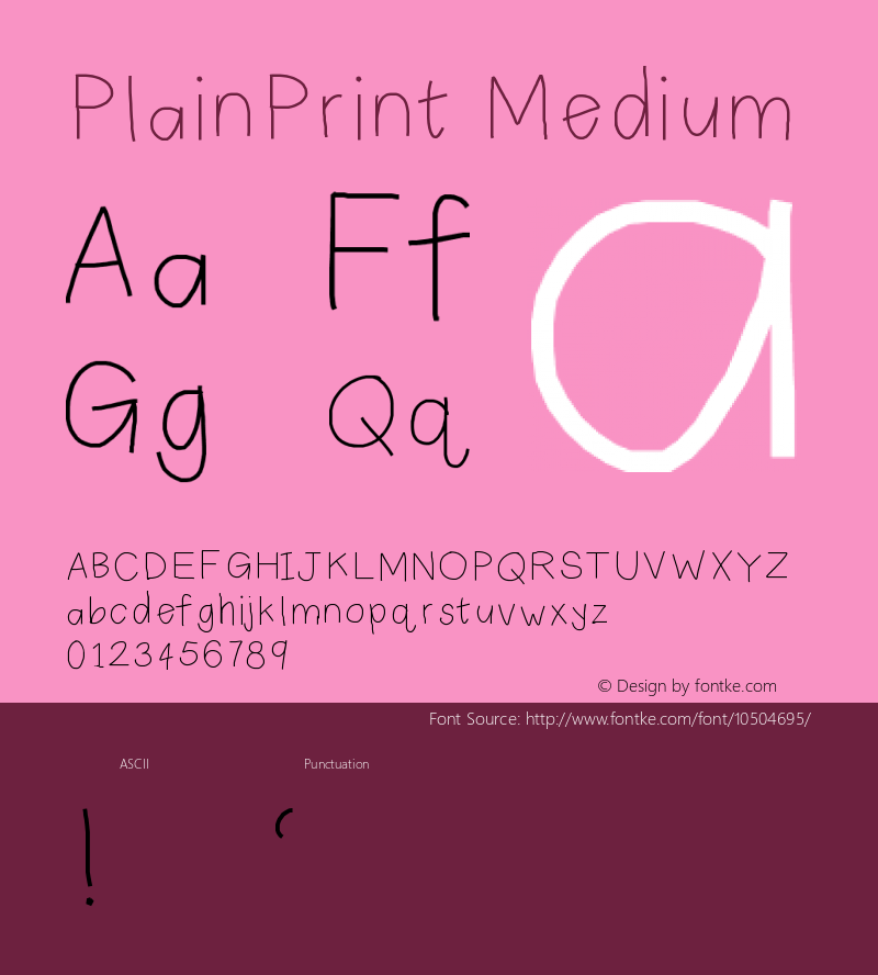 PlainPrint Medium Version 001.000 Font Sample
