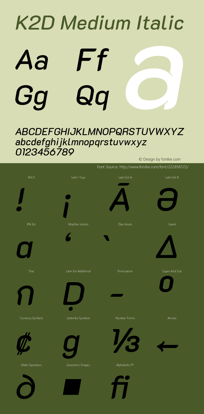 K2D Medium Italic Version 1.000; ttfautohint (v1.6)图片样张