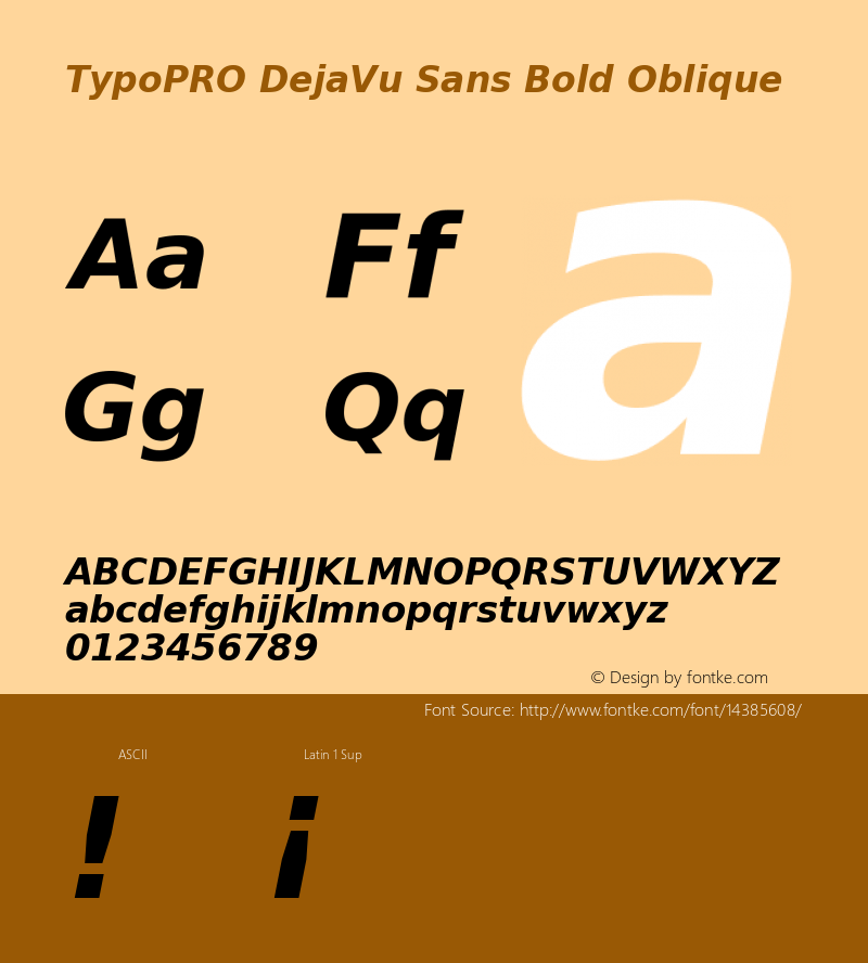 TypoPRO DejaVu Sans Bold Oblique Version 2.34 Font Sample