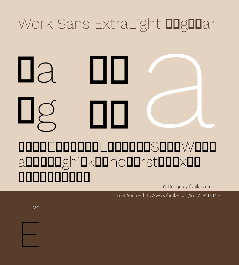 Work Sans ExtraLight Regular Version 1.400 Font Sample