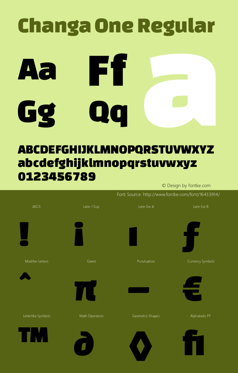 Changa One Regular Version 1.003 Font Sample