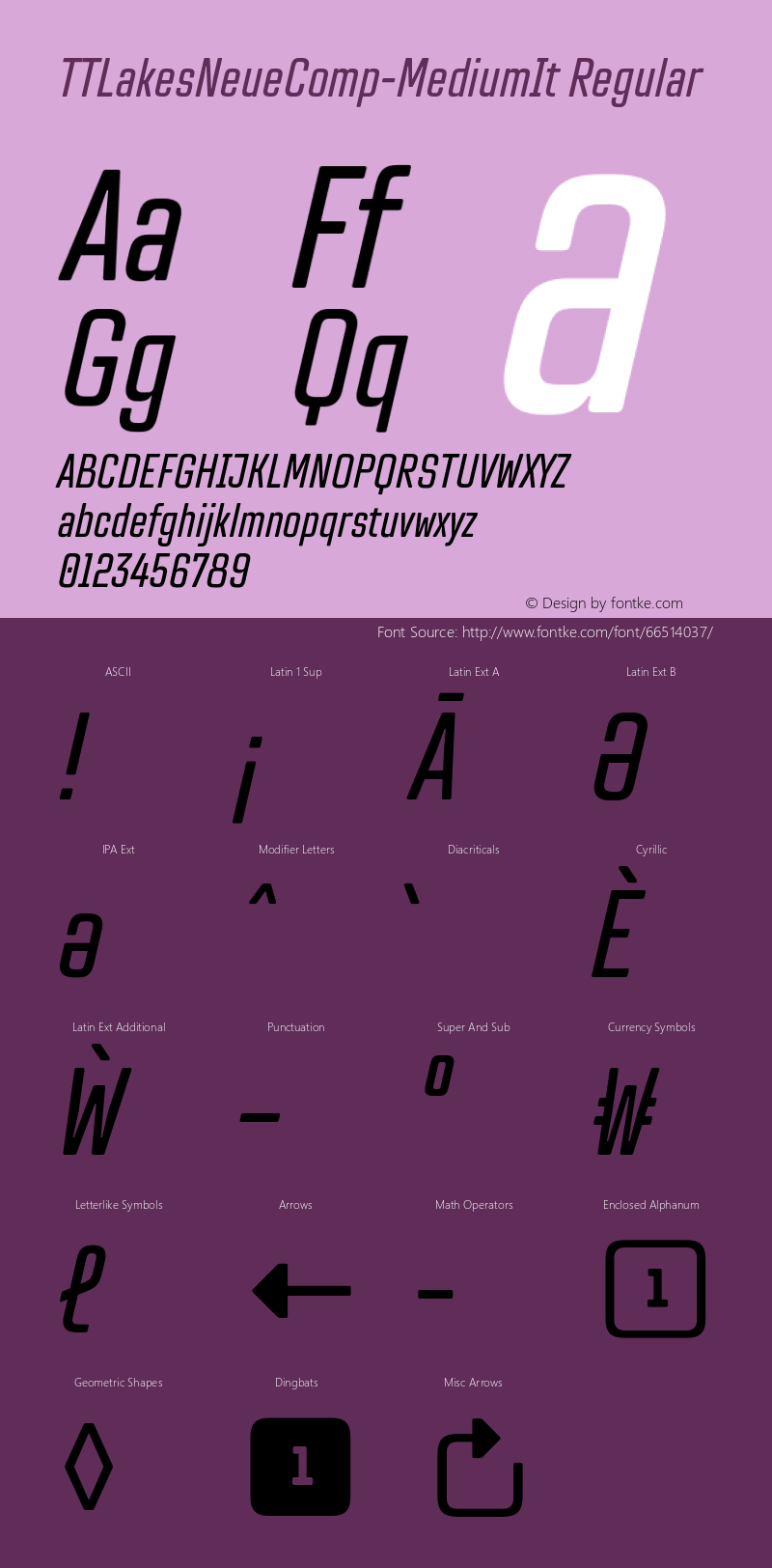 TT Lakes Neue CompressedW03MdIt Version 1.00 Font Sample