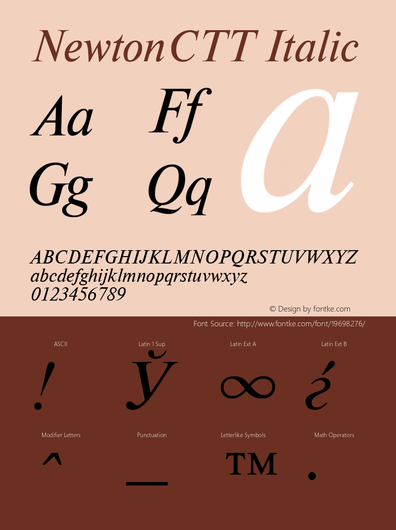 NewtonCTT Italic TrueType Maker version 1.00.03 Font Sample