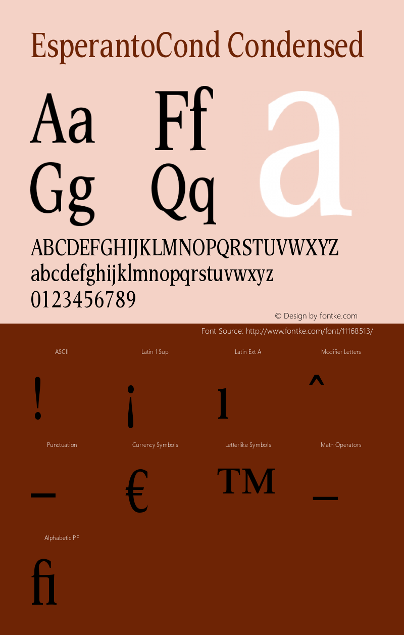 EsperantoCond Condensed Version 005.000 Font Sample