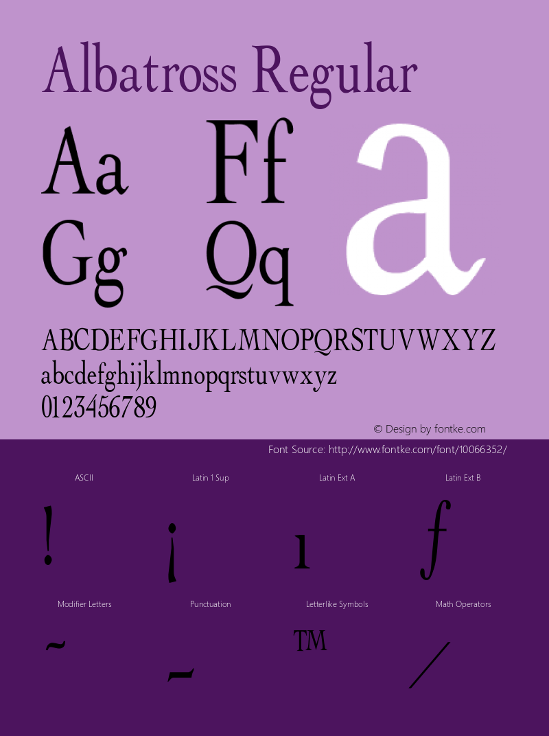 Albatross Regular Converted from F:\WINDOWS\TTFONTS\ALBATROS.TF1 by ALLTYPE Font Sample