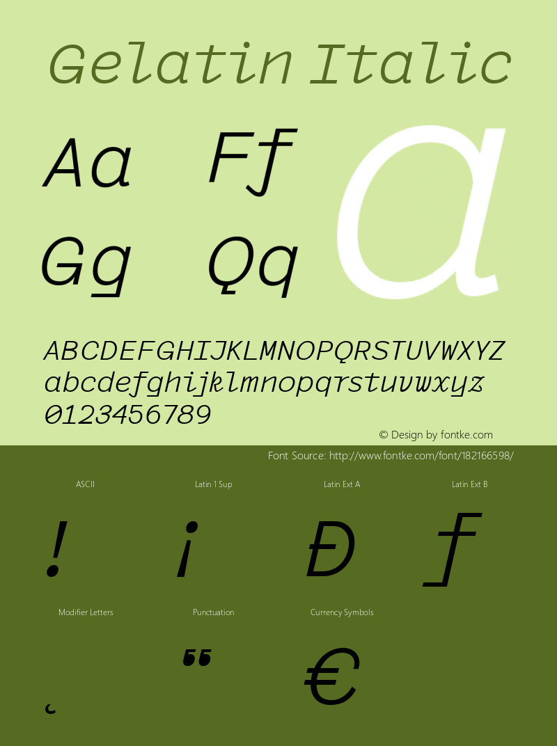 Gelatin Italic Version 1.000图片样张