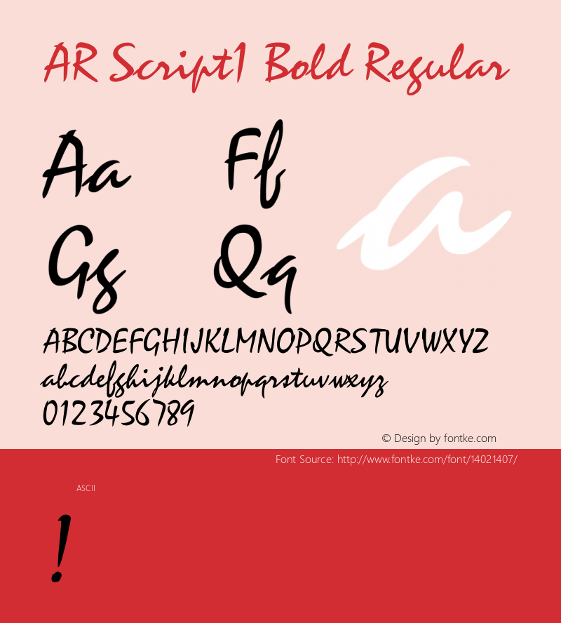 AR Script1 Bold Regular Version 2.10 Font Sample